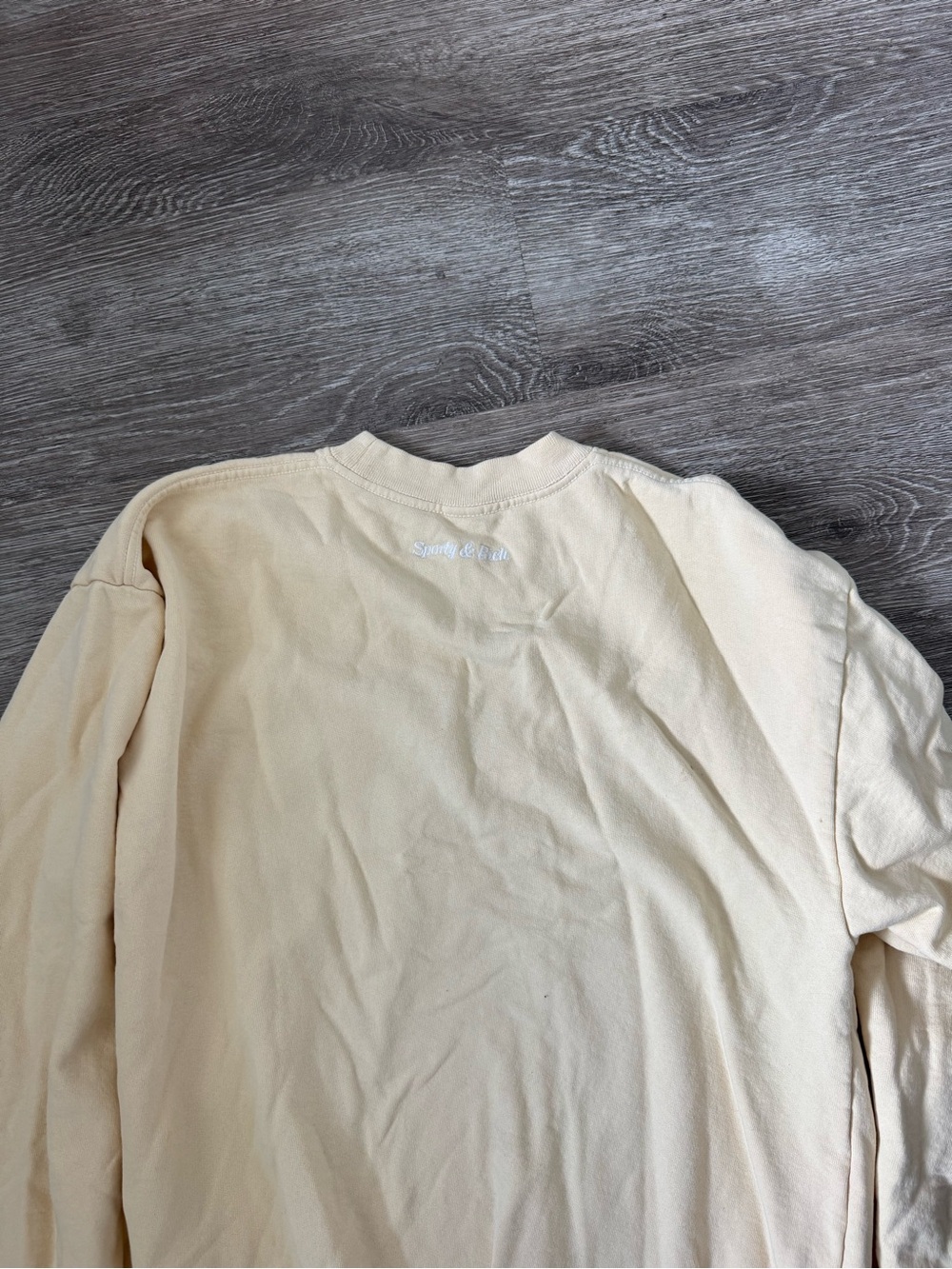Sporty & Rich Be Nice Graphic Sweatshirt Cream Oversized Crewneck Size M - Picture 7 of 8
